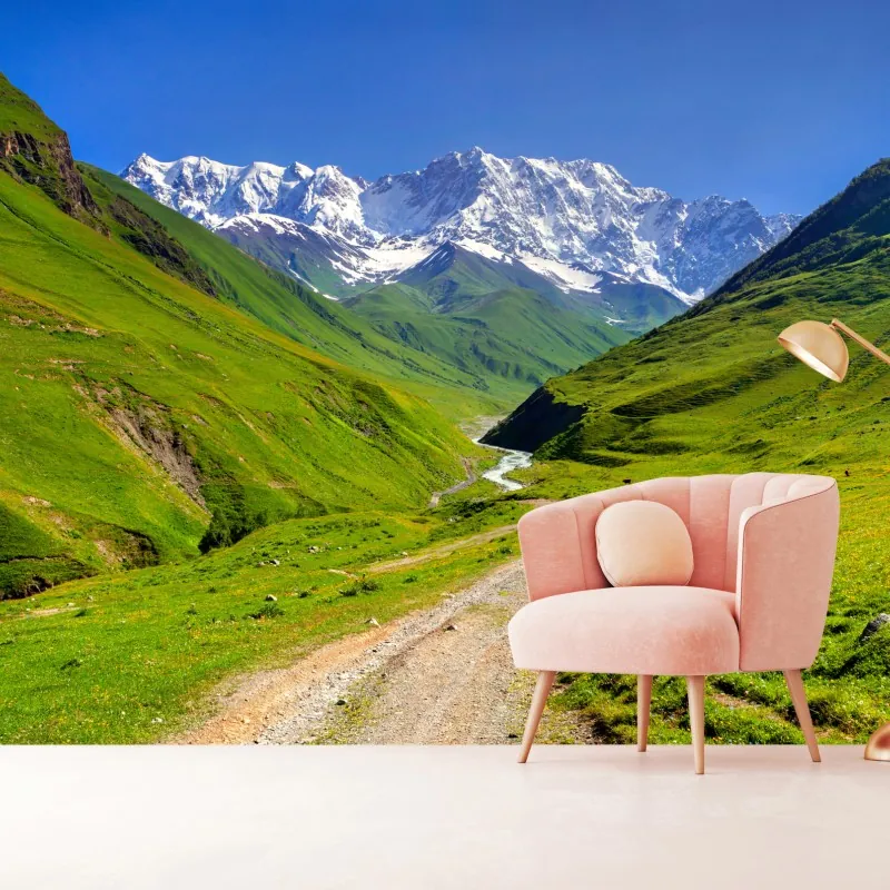 Fototapeta majestatyczny widok na Shkhara z Ushguli – Wallissimo® Fototapeta majestatyczny widok na Shkhara z Ushguli – Wallissimo®