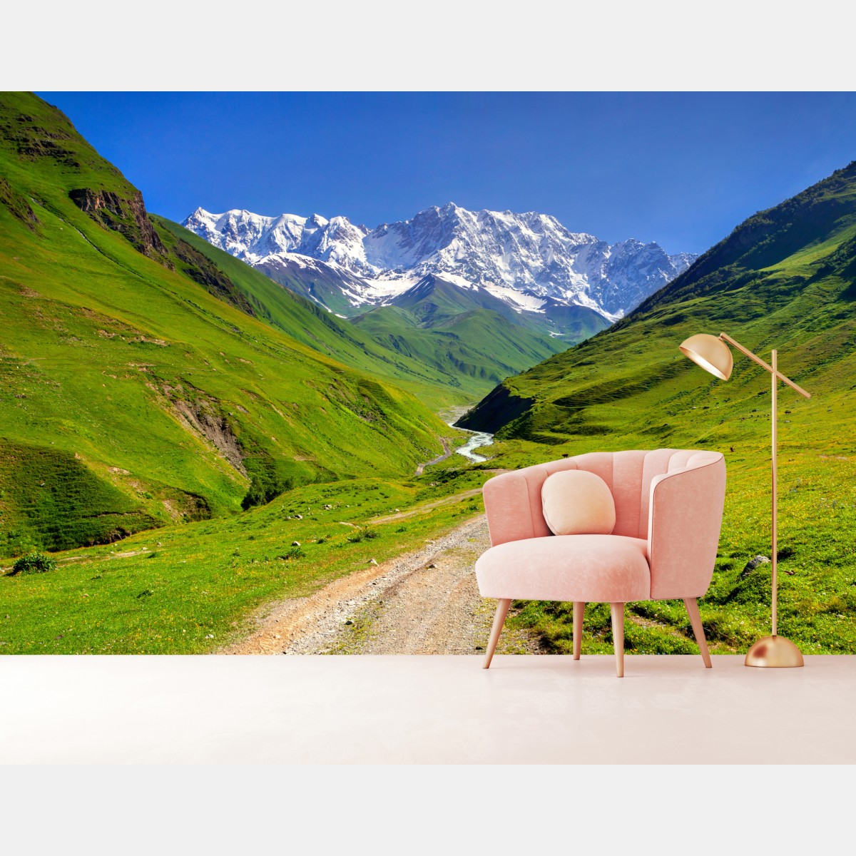 Wall mural majestic view of Shkhara from Ushguli
