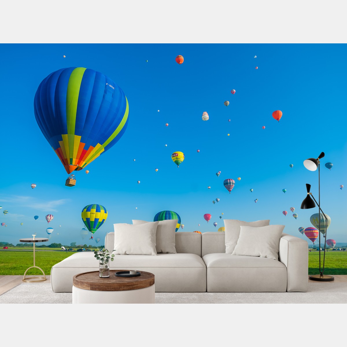 Wall mural colorful hot air balloons over Chambley