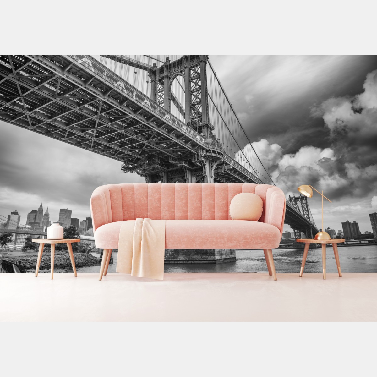 Wall mural Manhattan bridge perspective over New York skyline