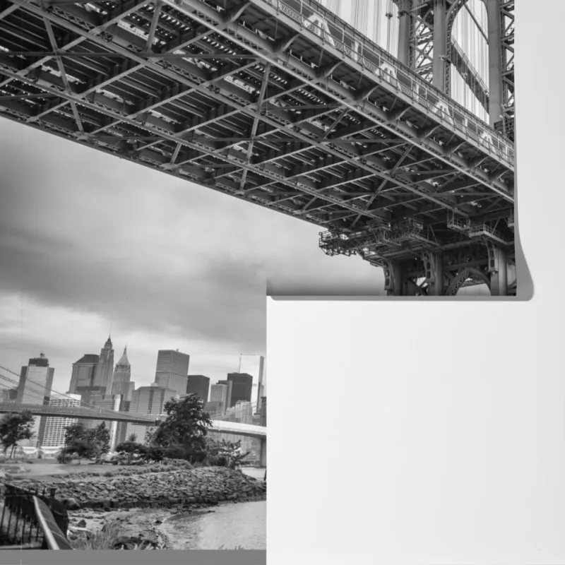 Fototapeta widok z dołu na most Manhattan i panoramę Nowego Jorku – Wallissimo® Fototapeta widok z dołu na most Manhattan i panoramę Nowego Jorku – Wallissimo®