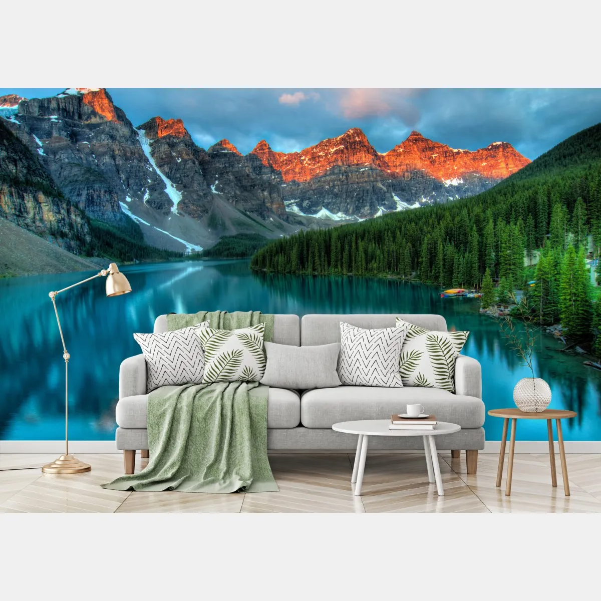 Fototapeta jezioro Moraine wschód słońca alpenglow – Wallissimo® Fototapeta jezioro Moraine wschód słońca alpenglow – Wallissimo®