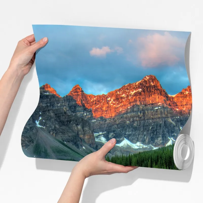 Fototapeta jezioro Moraine wschód słońca alpenglow – Wallissimo® Fototapeta jezioro Moraine wschód słońca alpenglow – Wallissimo®