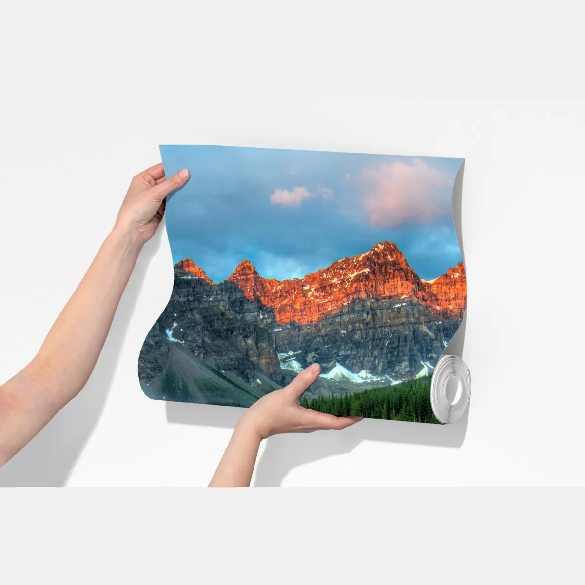 Fototapeta jezioro Moraine wschód słońca alpenglow – Wallissimo® Fototapeta jezioro Moraine wschód słońca alpenglow – Wallissimo®