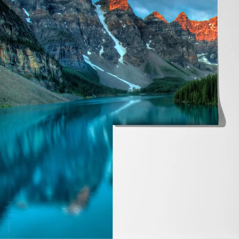 Fototapeta jezioro Moraine wschód słońca alpenglow – Wallissimo® Fototapeta jezioro Moraine wschód słońca alpenglow – Wallissimo®