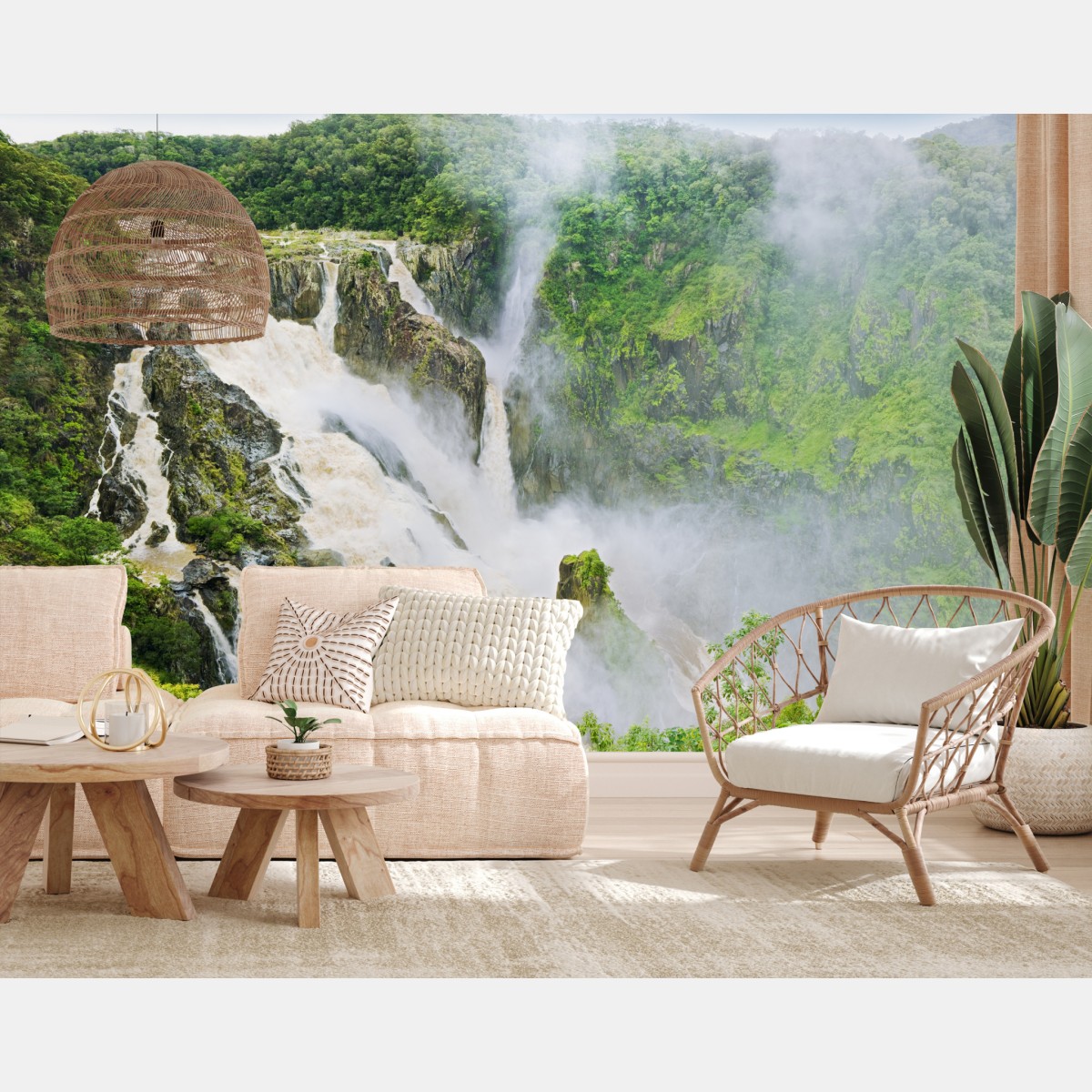 Wall mural Barron Falls rainforest waterfall panorama