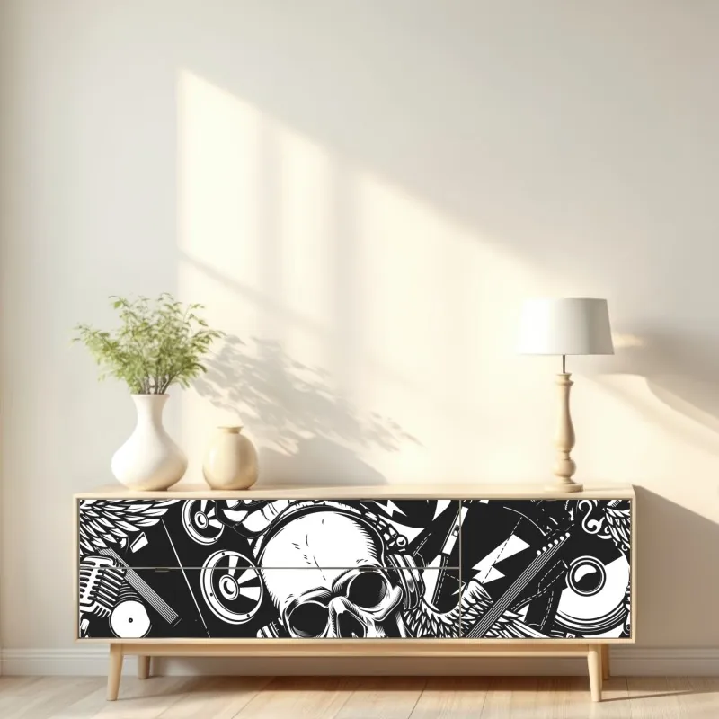 Naklejka repozycjonowalna żywy wzór hibiskusa w stylu retro – Wallissimo®