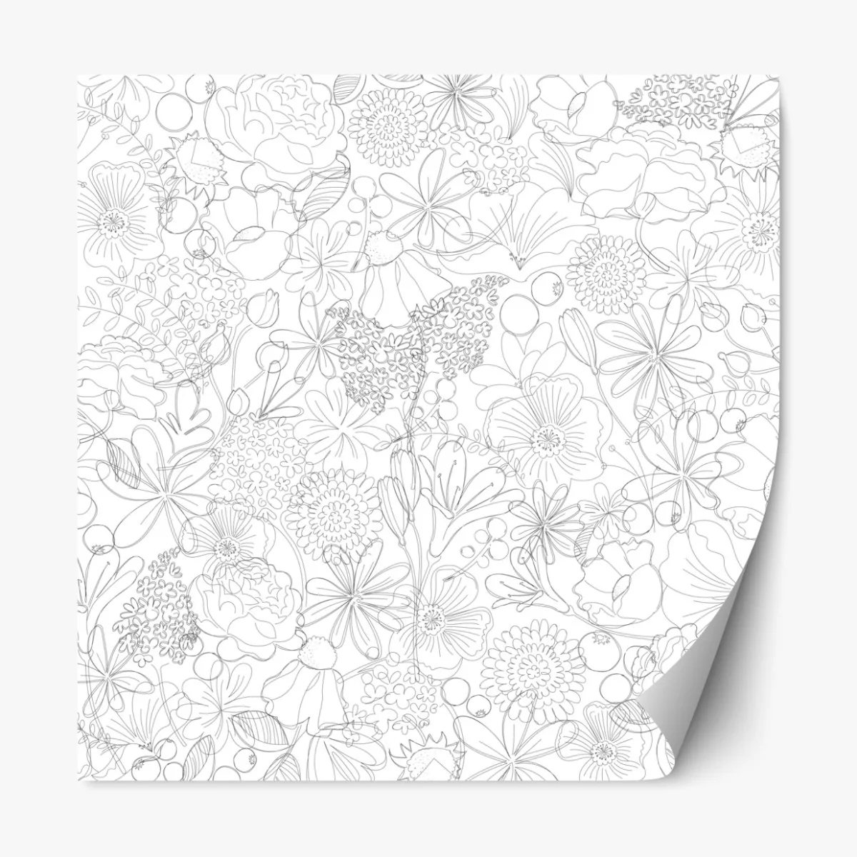 Naklejka repozycjonowalna delikatny ręcznie rysowany kwiatowy wzór liniowy – Wallissimo® Naklejka repozycjonowalna delikatny ręcznie rysowany kwiatowy wzór liniowy – Wallissimo®