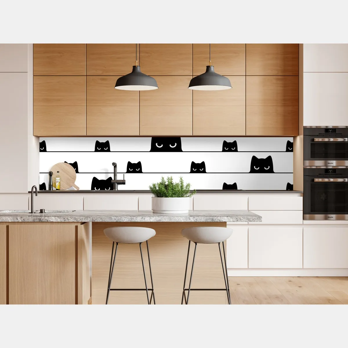 Naklejka repozycjonowalna figlarne koty wyglądające zza pasków – Wallissimo® Naklejka repozycjonowalna figlarne koty wyglądające zza pasków – Wallissimo®