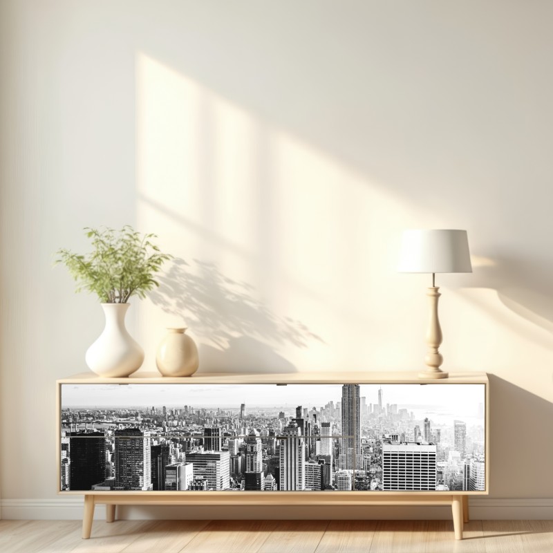 Naklejka repozycjonowalna Nowy Jork panorama w odcieniach szarości – Wallissimo® Naklejka repozycjonowalna Nowy Jork panorama w odcieniach szarości – Wallissimo®