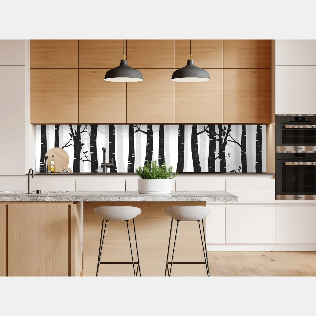 Naklejka repozycjonowalna monochromatyczny las brzóz – Wallissimo® Naklejka repozycjonowalna monochromatyczny las brzóz – Wallissimo®