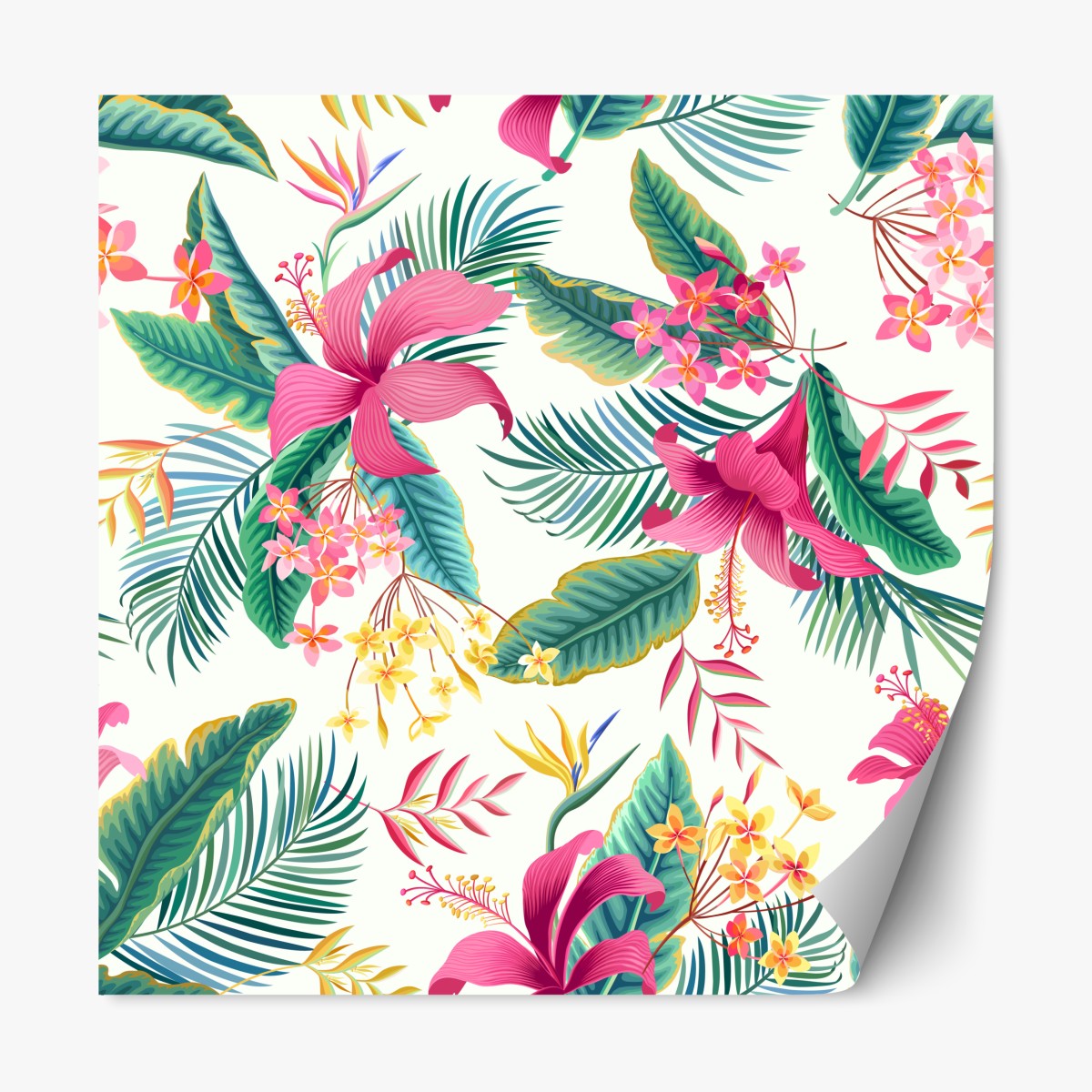 Repositionable sticker tropical botanical bloom pattern