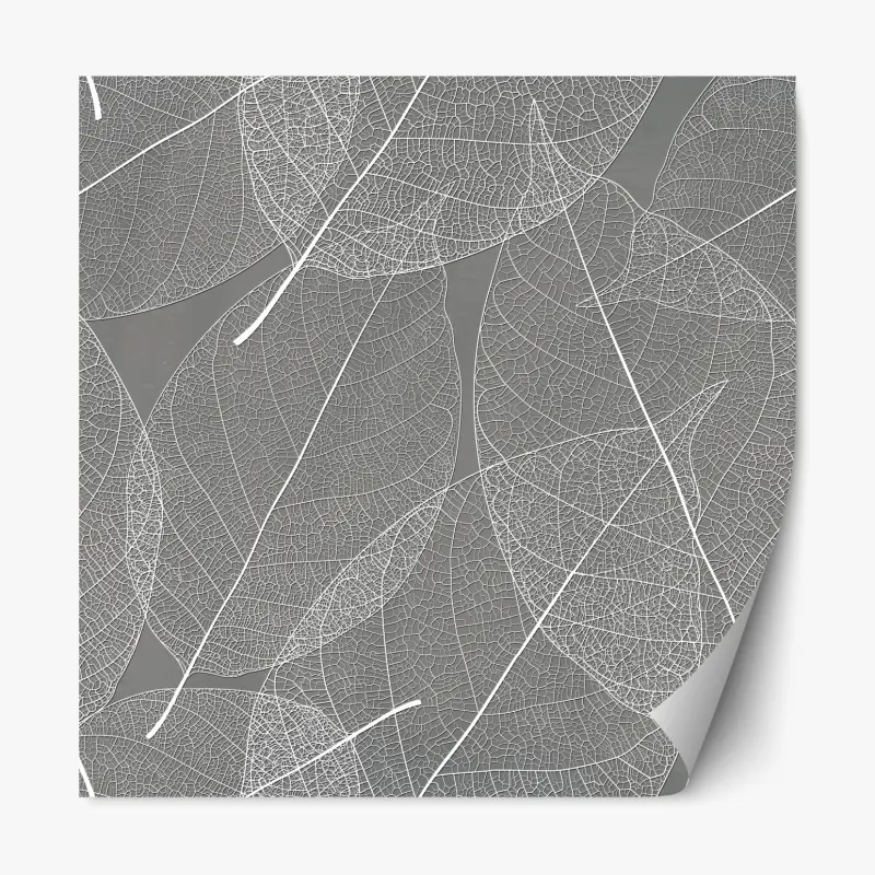 Naklejka repozycjonowalna delikatny wzór liści w odcieniach szarości