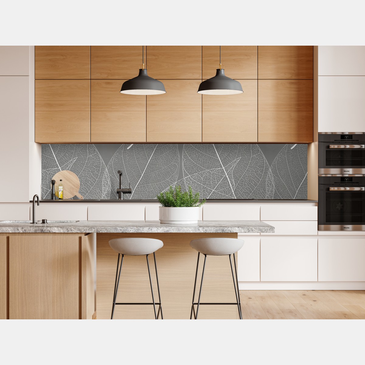 Naklejka repozycjonowalna delikatny wzór liści w odcieniach szarości – Wallissimo® Naklejka repozycjonowalna delikatny wzór liści w odcieniach szarości – Wallissimo®