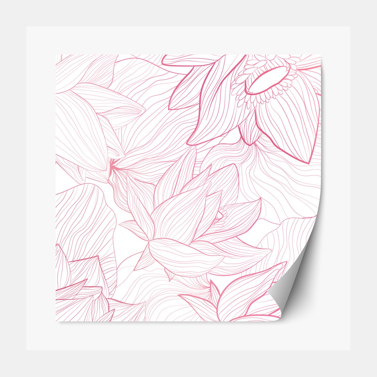 Repositionable sticker blush pink floral line art
