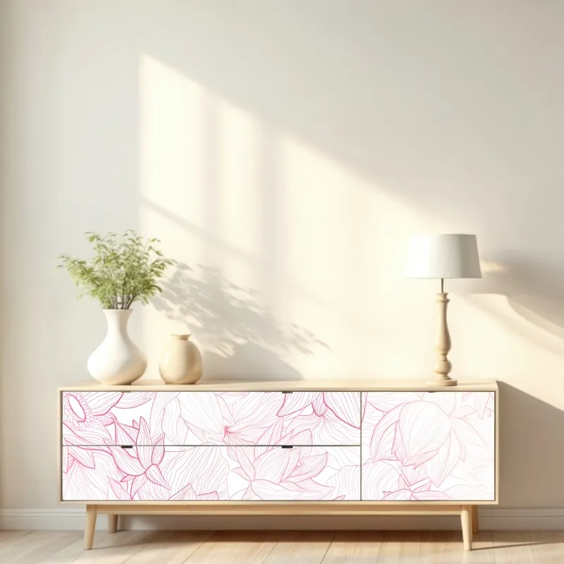 Naklejka repozycjonowalna delikatny różowy wzór kwiatowy – Wallissimo® Naklejka repozycjonowalna delikatny różowy wzór kwiatowy – Wallissimo®