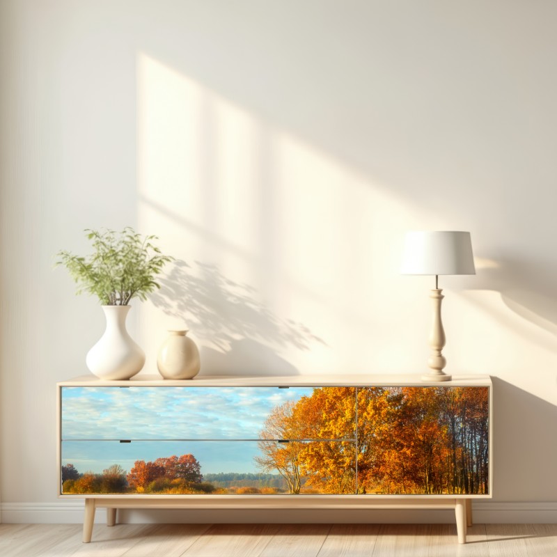 Naklejka repozycjonowalna złota jesienna łąka – Wallissimo® Naklejka repozycjonowalna złota jesienna łąka – Wallissimo®