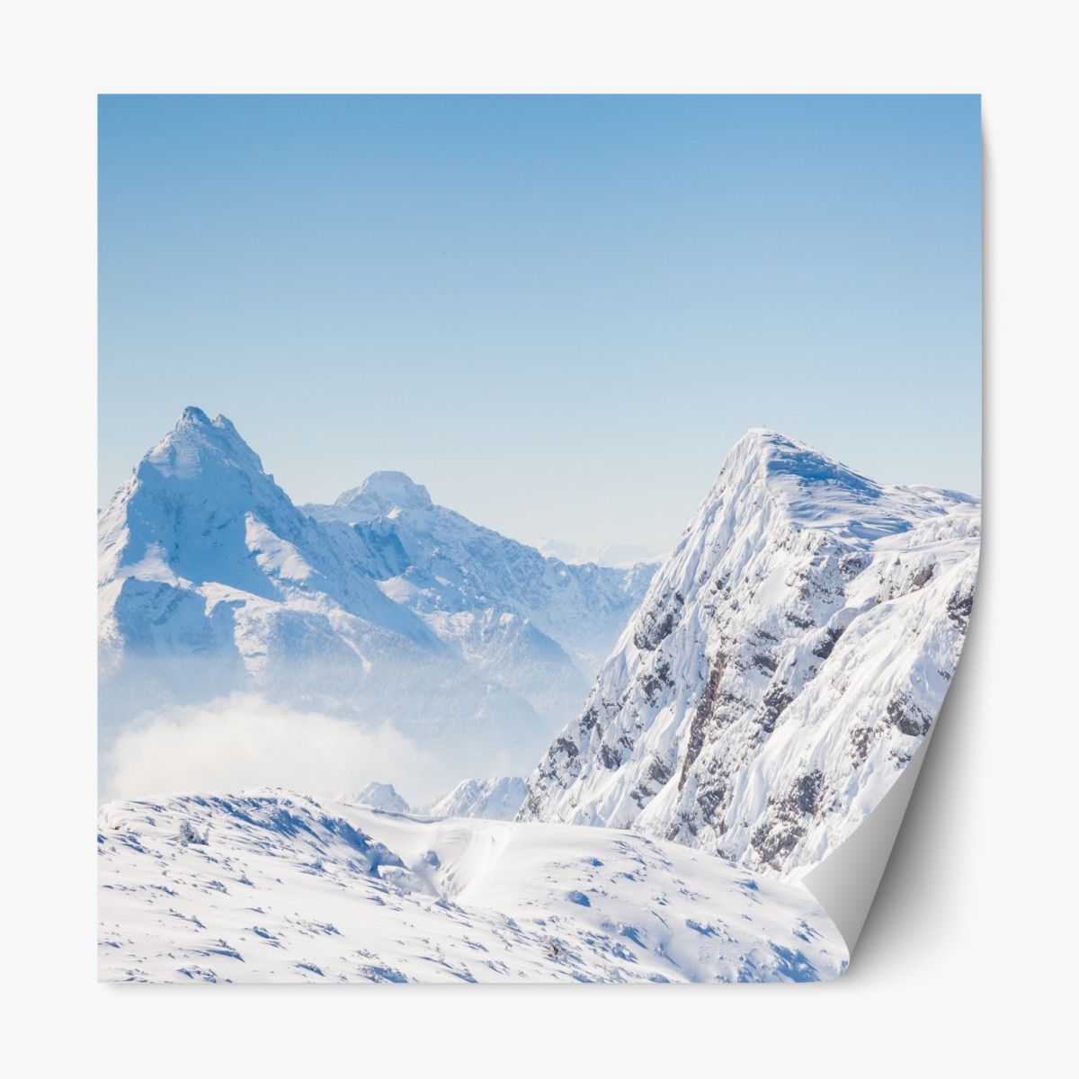 Repositionable sticker serene snow-capped mountain panorama