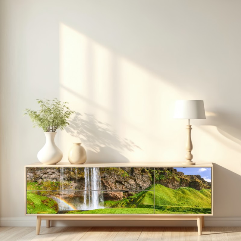 Naklejka repozycjonowalna Seljalandsfoss panorama wodospadu – Wallissimo® Naklejka repozycjonowalna Seljalandsfoss panorama wodospadu – Wallissimo®