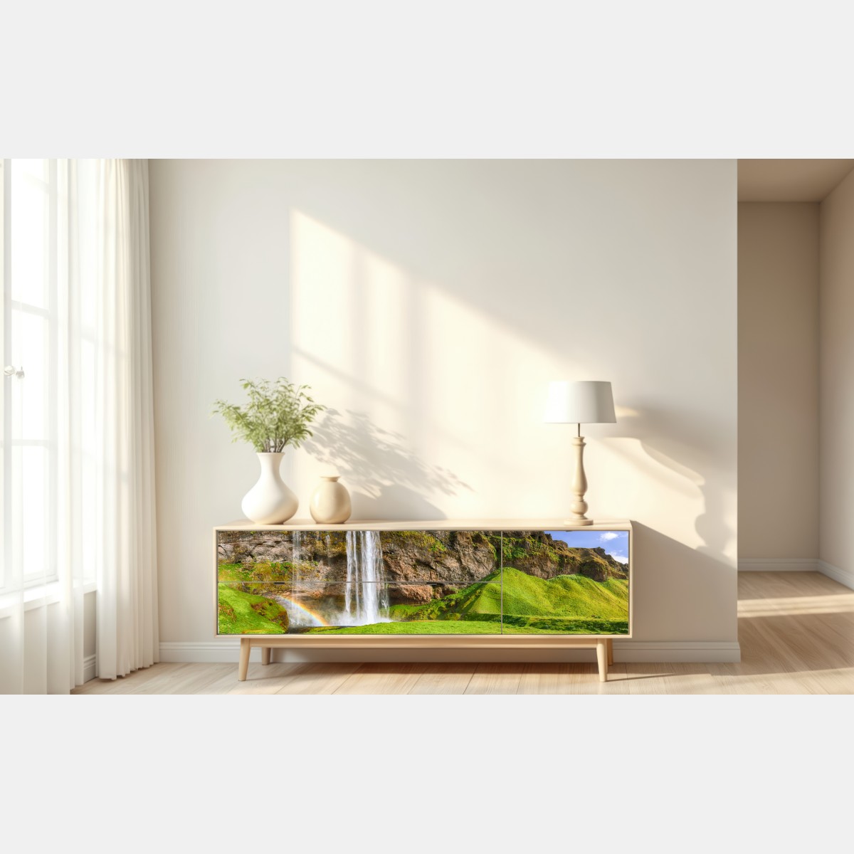 Naklejka repozycjonowalna Seljalandsfoss panorama wodospadu – Wallissimo® Naklejka repozycjonowalna Seljalandsfoss panorama wodospadu – Wallissimo®