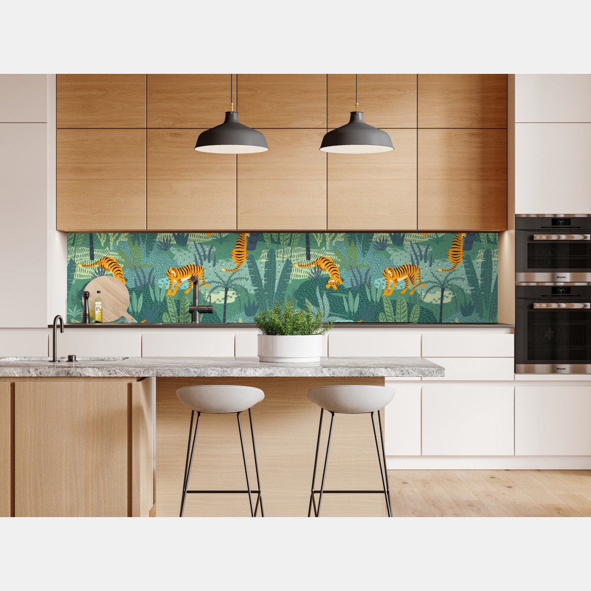 Naklejka repozycjonowalna tygrysy w tropikalnej dżungli – Wallissimo® Naklejka repozycjonowalna tygrysy w tropikalnej dżungli – Wallissimo®