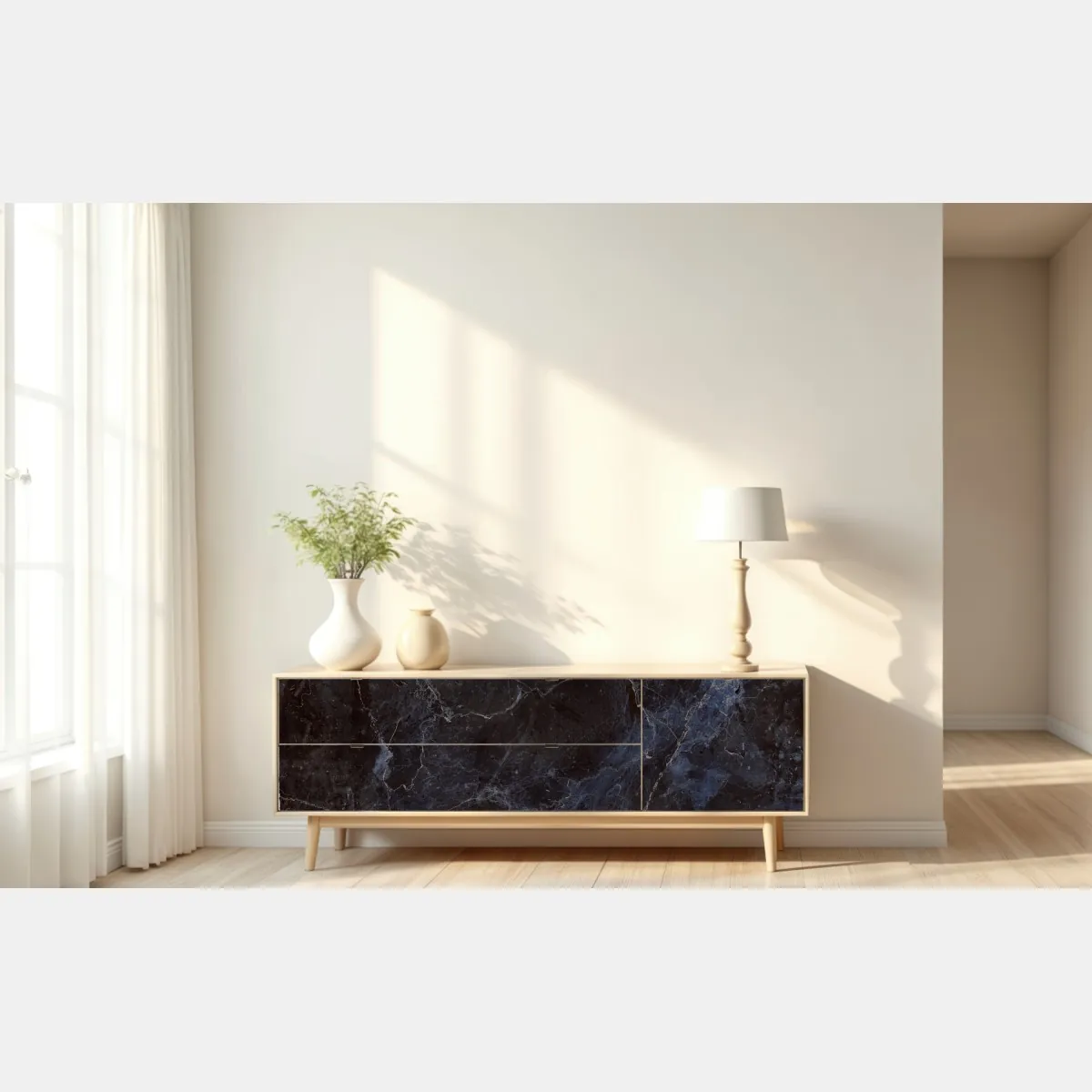 Naklejka repozycjonowalna ciemna faktura marmuru z niebieskimi żyłkami – Wallissimo® Naklejka repozycjonowalna ciemna faktura marmuru z niebieskimi żyłkami – Wallissimo®