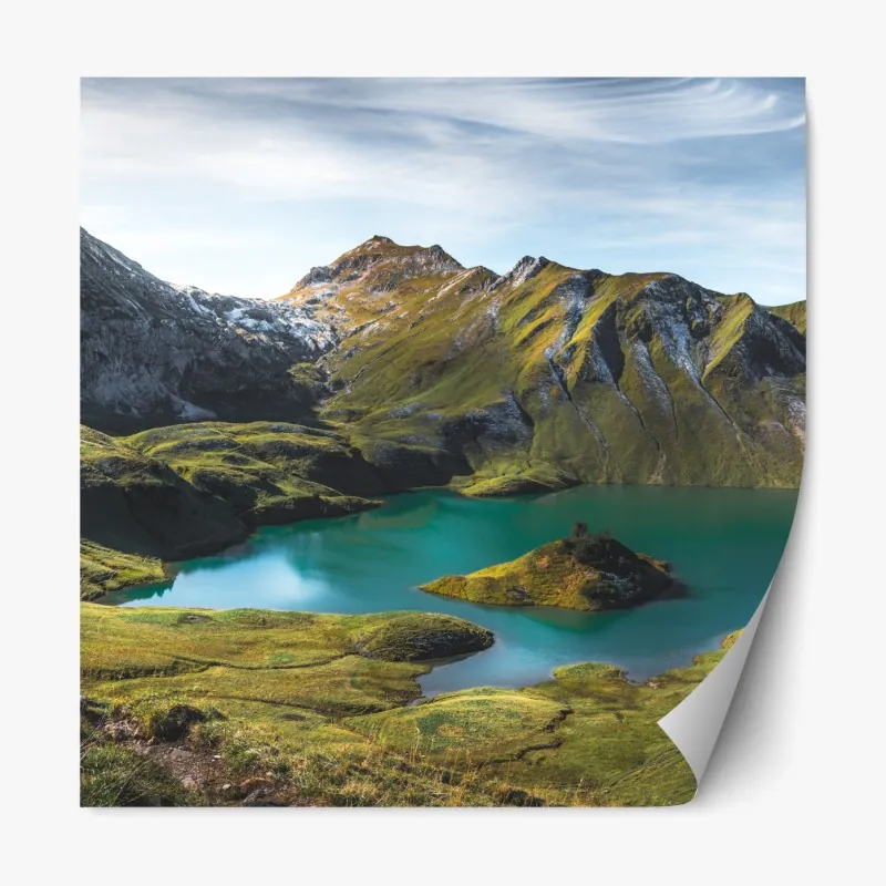 Naklejka repozycjonowalna mglista panorama górska – Wallissimo®