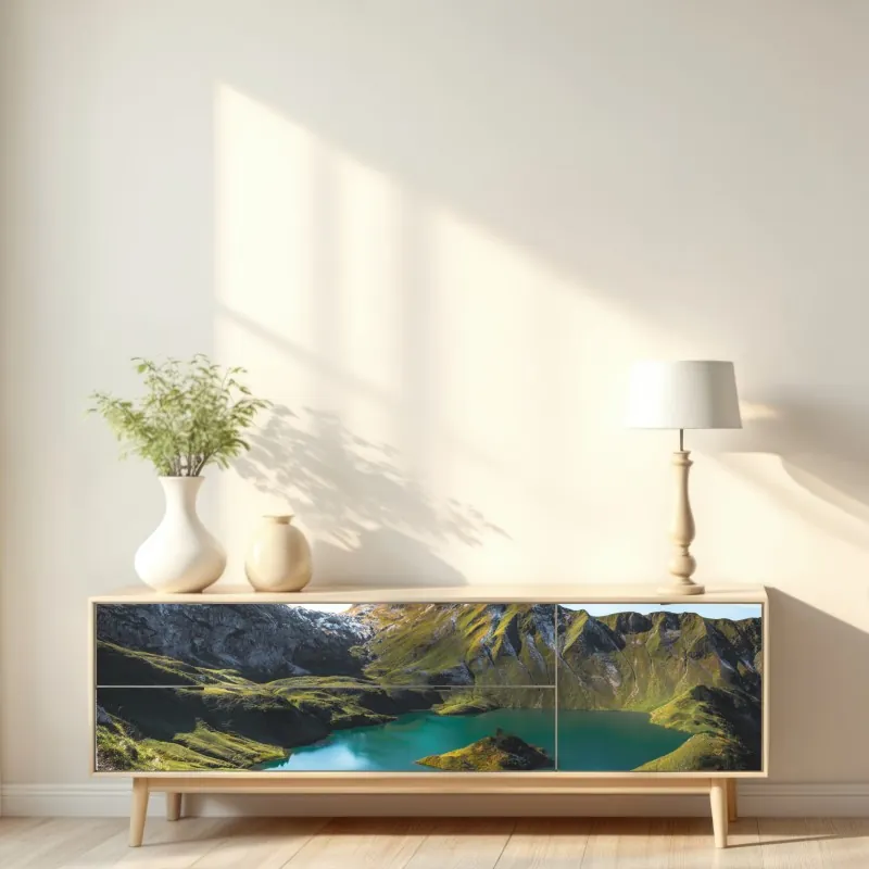 Naklejka repozycjonowalna mglista panorama górska – Wallissimo®