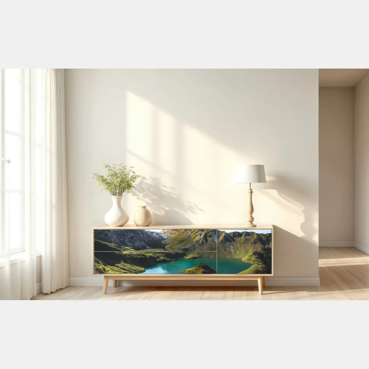 Naklejka repozycjonowalna turkusowe jezioro w Schrecksee, Bawaria – Wallissimo® Naklejka repozycjonowalna turkusowe jezioro w Schrecksee, Bawaria – Wallissimo®