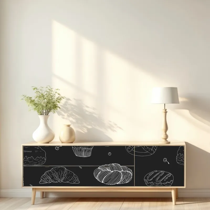 Naklejka repozycjonowalna wzór wypieków na czarnym tle – Wallissimo® Naklejka repozycjonowalna wzór wypieków na czarnym tle – Wallissimo®