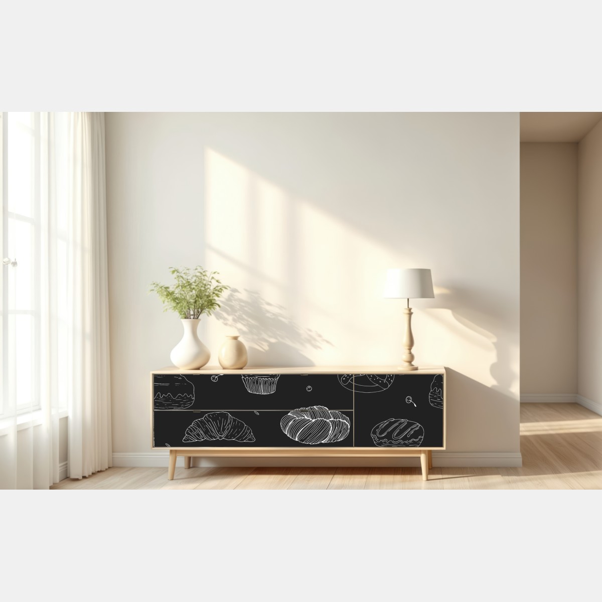 Naklejka repozycjonowalna wzór wypieków na czarnym tle – Wallissimo® Naklejka repozycjonowalna wzór wypieków na czarnym tle – Wallissimo®