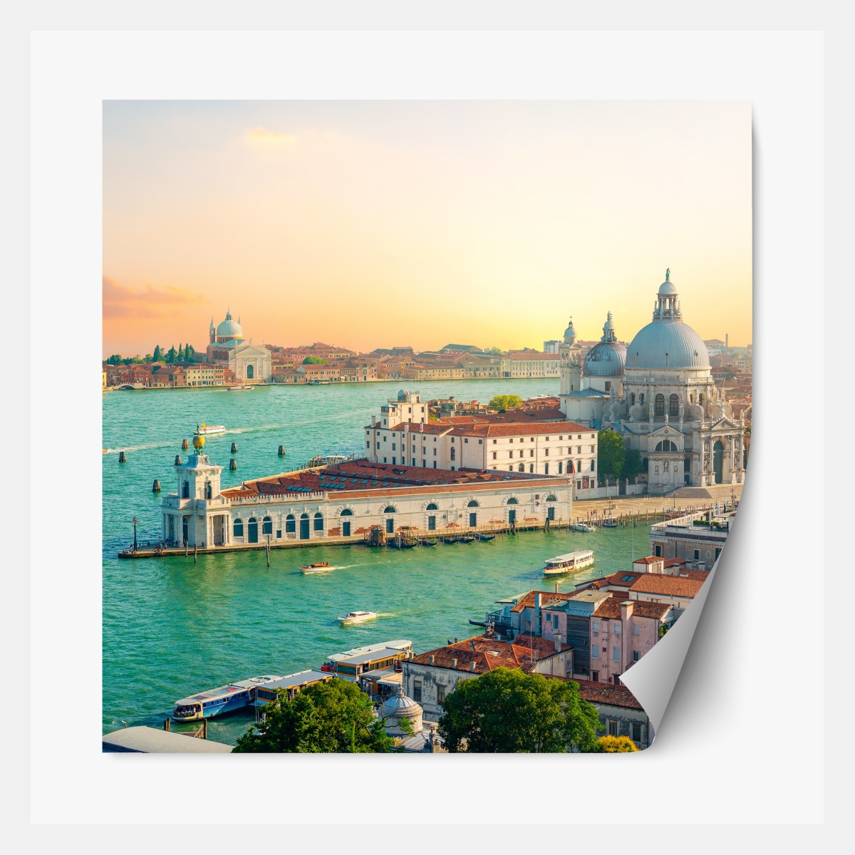 Repositionable sticker sunset panorama of Venice canals