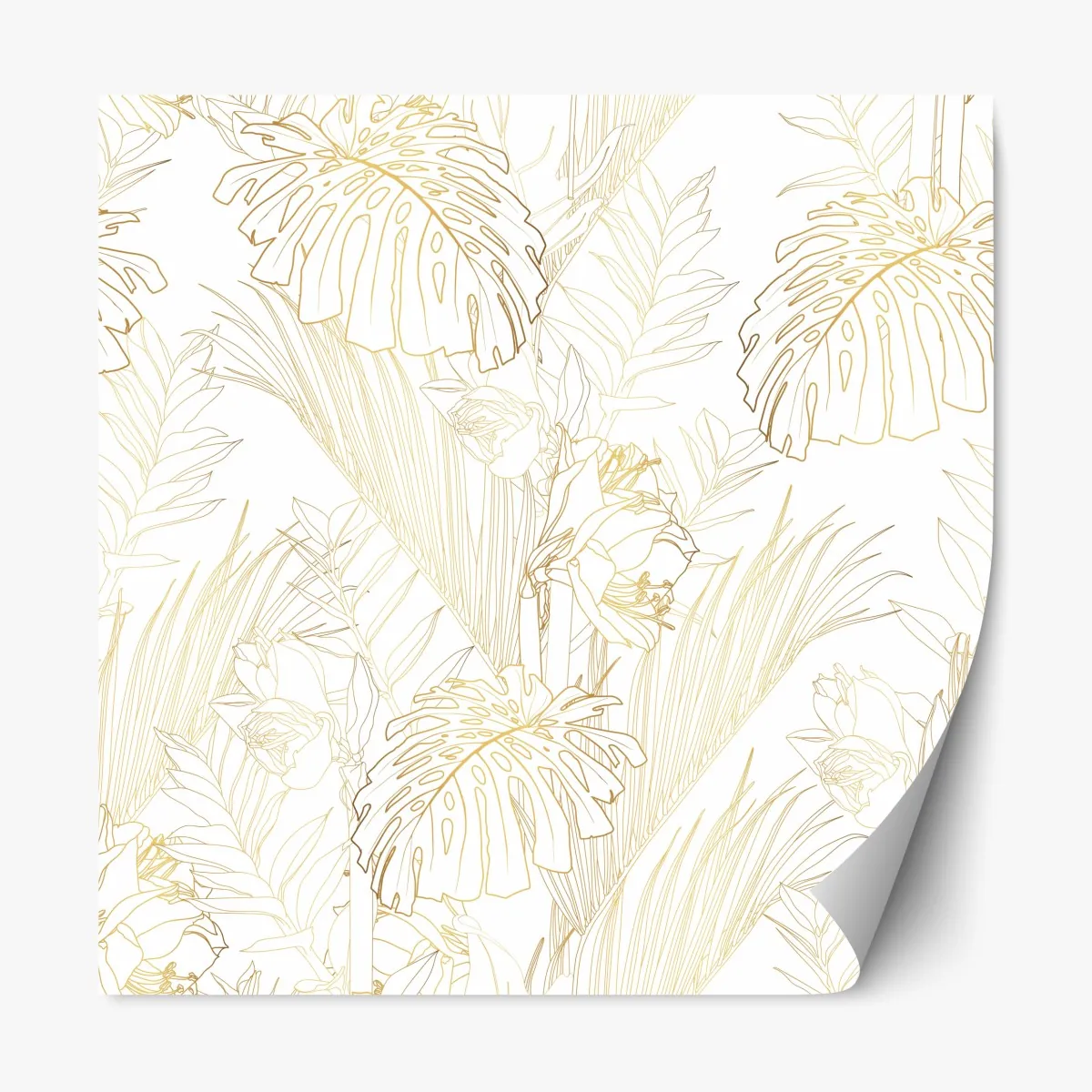 Naklejka repozycjonowalna złote tropikalne liście – Wallissimo® Naklejka repozycjonowalna złote tropikalne liście – Wallissimo®