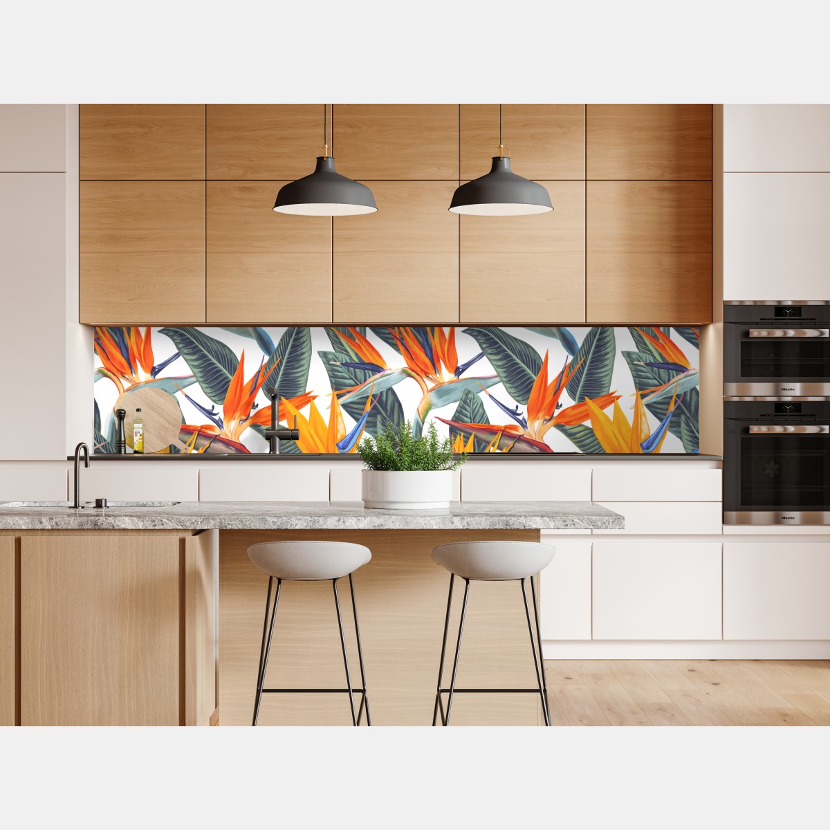 Naklejka repozycjonowalna tropikalny wzór strelicji – Wallissimo® Naklejka repozycjonowalna tropikalny wzór strelicji – Wallissimo®