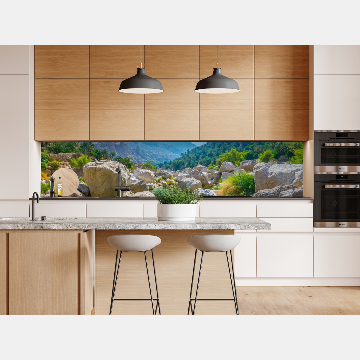 Naklejka repozycjonowalna turkusowa górska oaza – Wallissimo® Naklejka repozycjonowalna turkusowa górska oaza – Wallissimo®