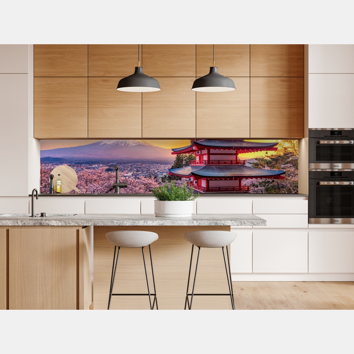 Naklejka repozycjonowalna zachód słońca nad Górą Fudżi i pagodą Chureito – Wallissimo® Naklejka repozycjonowalna zachód słońca nad Górą Fudżi i pagodą Chureito – Wallissimo®