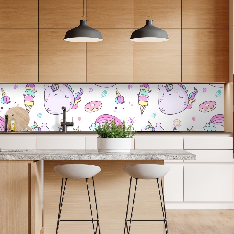 Naklejka repozycjonowalna zabawny pastelowy wzór z jednorożcowym kotem – Wallissimo® Naklejka repozycjonowalna zabawny pastelowy wzór z jednorożcowym kotem – Wallissimo®