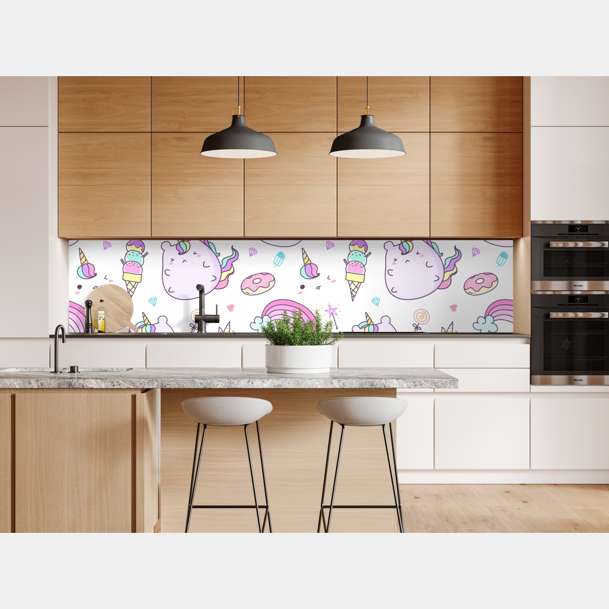 Naklejka repozycjonowalna zabawny pastelowy wzór z jednorożcowym kotem – Wallissimo® Naklejka repozycjonowalna zabawny pastelowy wzór z jednorożcowym kotem – Wallissimo®