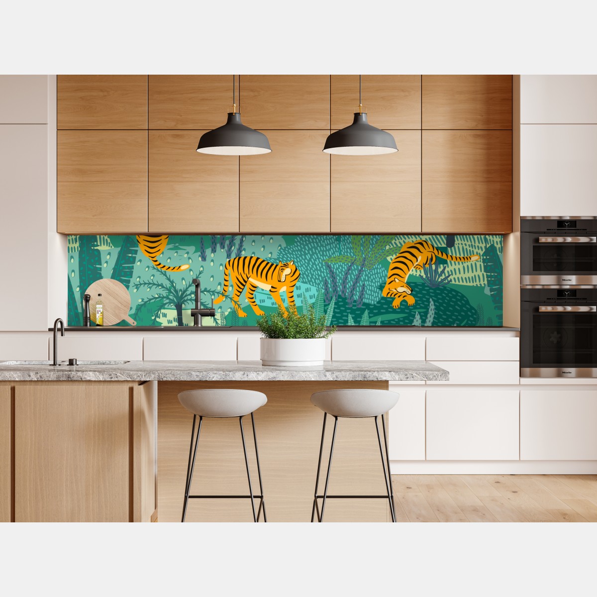 Naklejka repozycjonowalna tropikalna dżungla z tygrysami – Wallissimo® Naklejka repozycjonowalna tropikalna dżungla z tygrysami – Wallissimo®