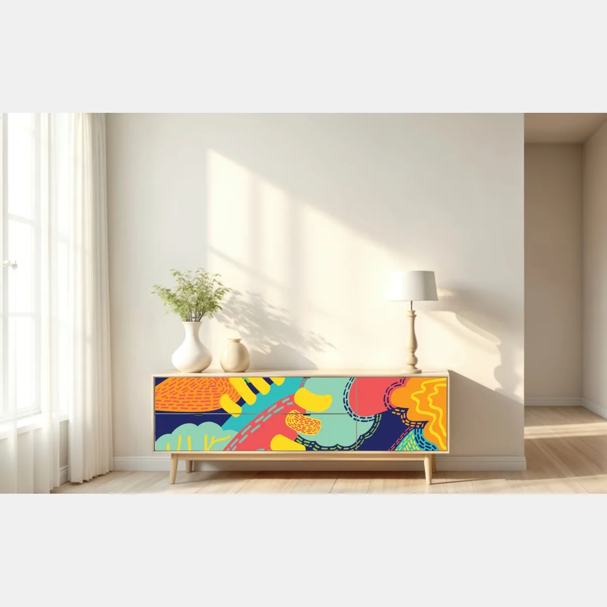 Naklejka repozycjonowalna żywy abstrakcyjny wzór – Wallissimo® Naklejka repozycjonowalna żywy abstrakcyjny wzór – Wallissimo®