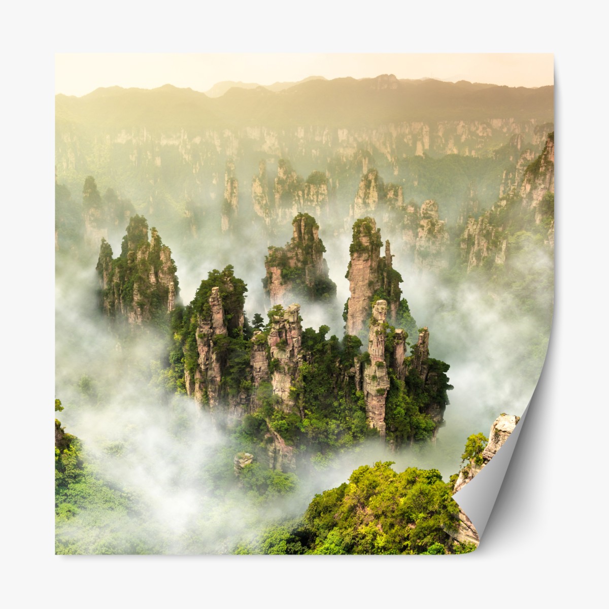 Repositionable sticker misty pillars of Zhangjiajie