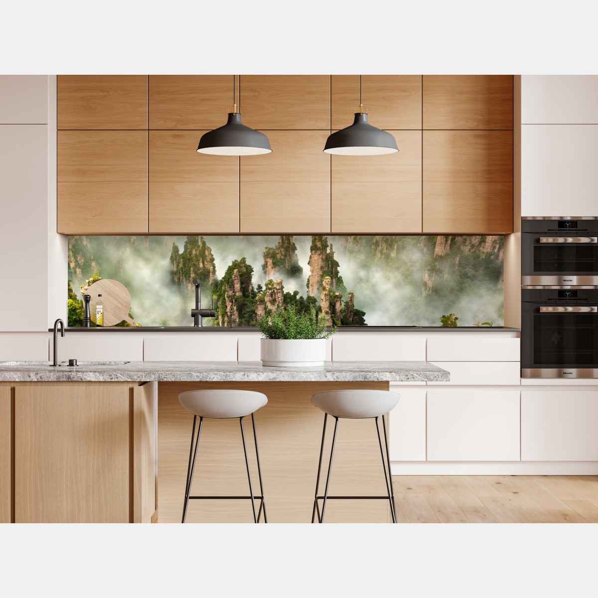 Naklejka repozycjonowalna mglisty krajobraz skalny Zhangjiajie – Wallissimo® Naklejka repozycjonowalna mglisty krajobraz skalny Zhangjiajie – Wallissimo®