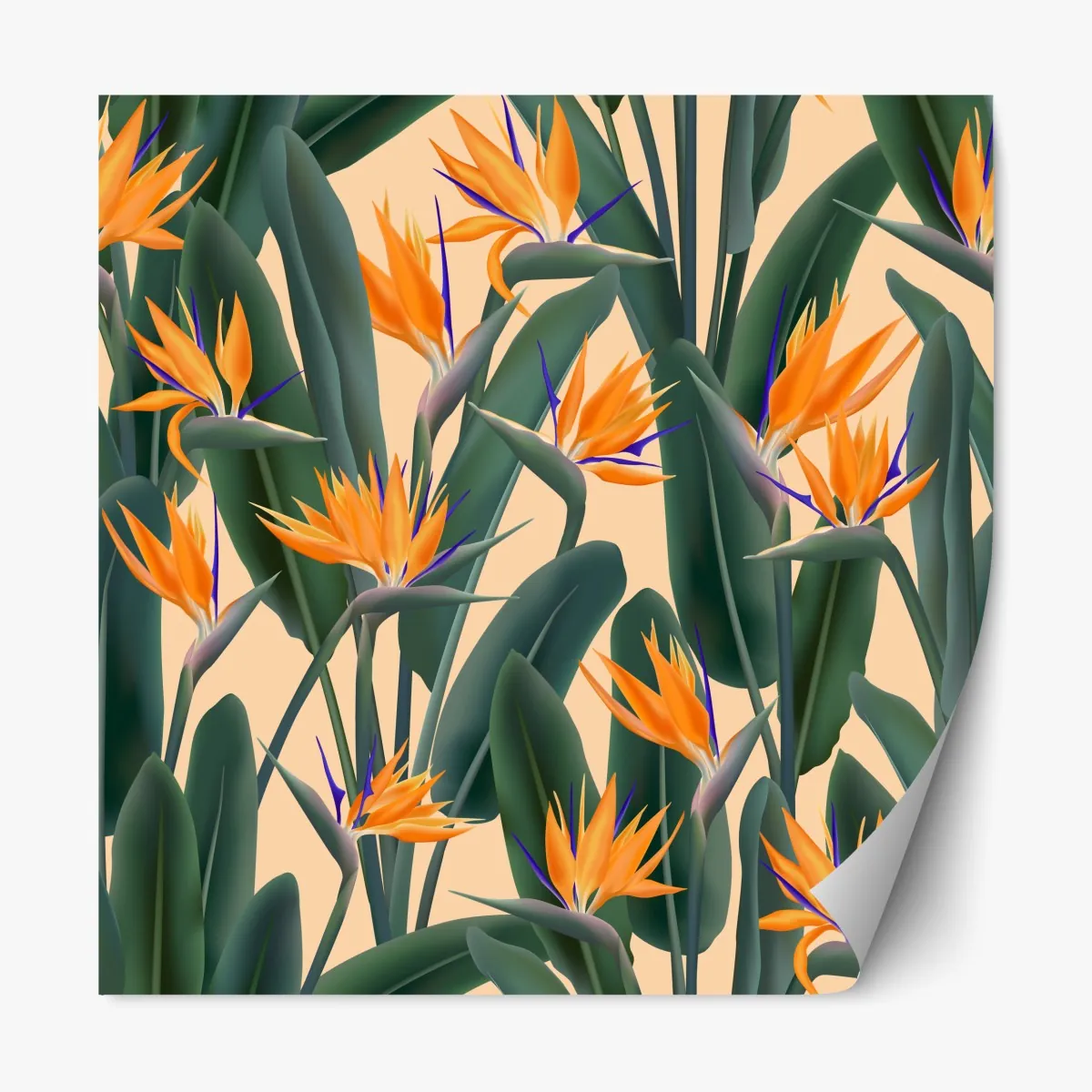 Naklejka repozycjonowalna tropikalny wzór strelicji – Wallissimo® Naklejka repozycjonowalna tropikalny wzór strelicji – Wallissimo®