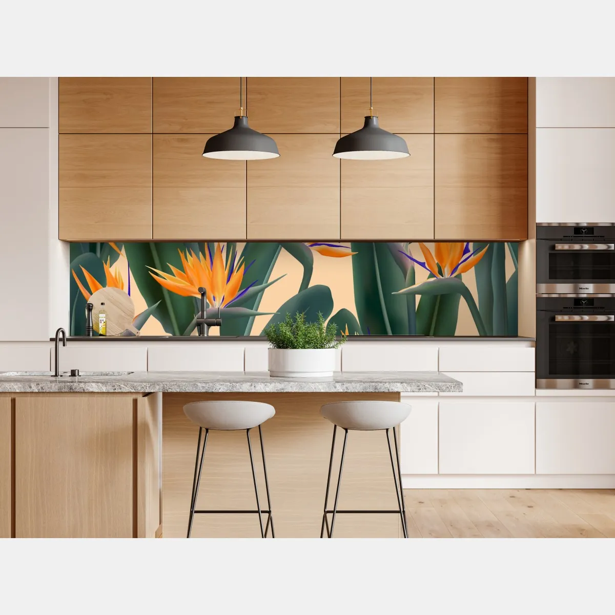 Naklejka repozycjonowalna tropikalny wzór strelicji – Wallissimo® Naklejka repozycjonowalna tropikalny wzór strelicji – Wallissimo®