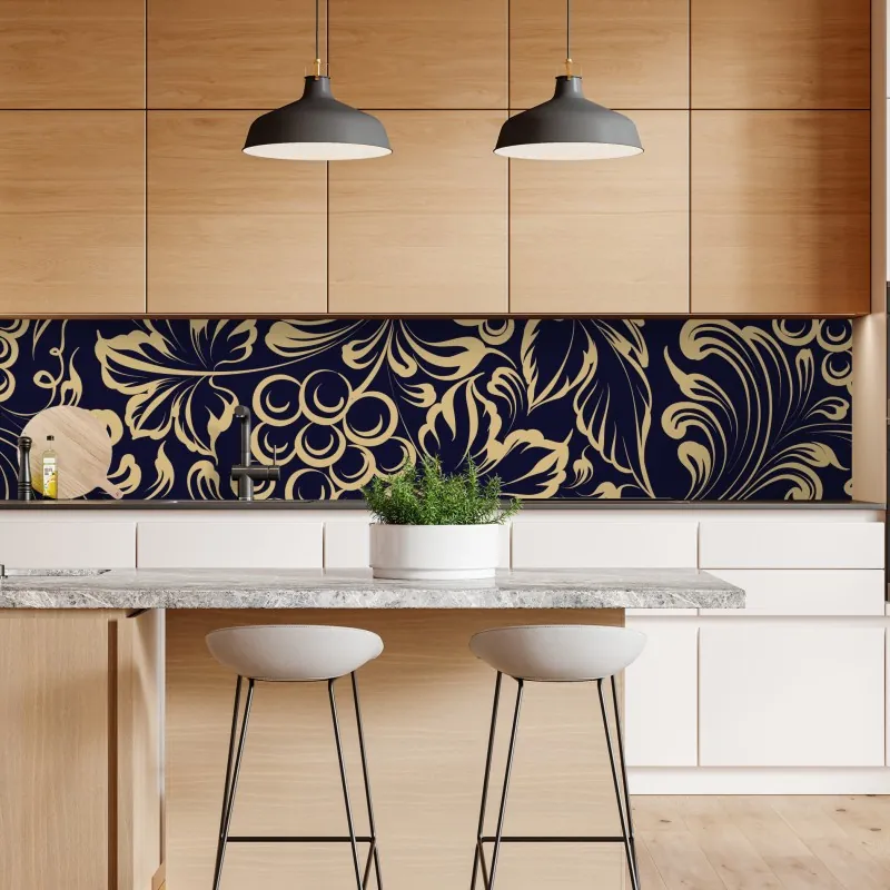 Naklejka repozycjonowalna ciemna faktura marmuru z niebieskimi żyłkami – Wallissimo®