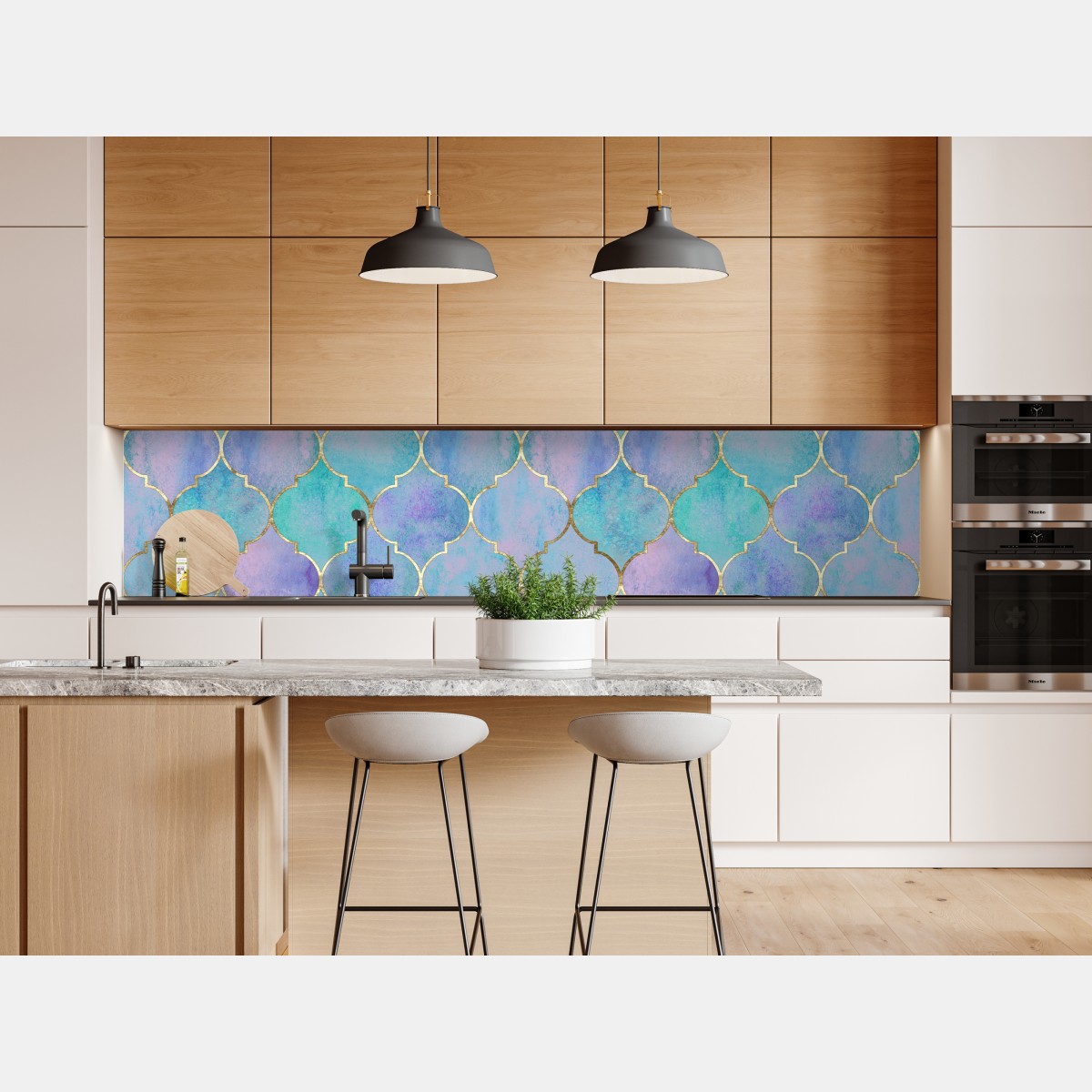 Naklejka repozycjonowalna pastelowy turkusowy wzór marokańskich płytek – Wallissimo® Naklejka repozycjonowalna pastelowy turkusowy wzór marokańskich płytek – Wallissimo®