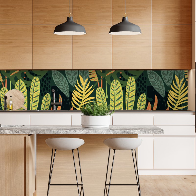 Naklejka repozycjonowalna tropikalna dżungla bujnych liści – Wallissimo® Naklejka repozycjonowalna tropikalna dżungla bujnych liści – Wallissimo®