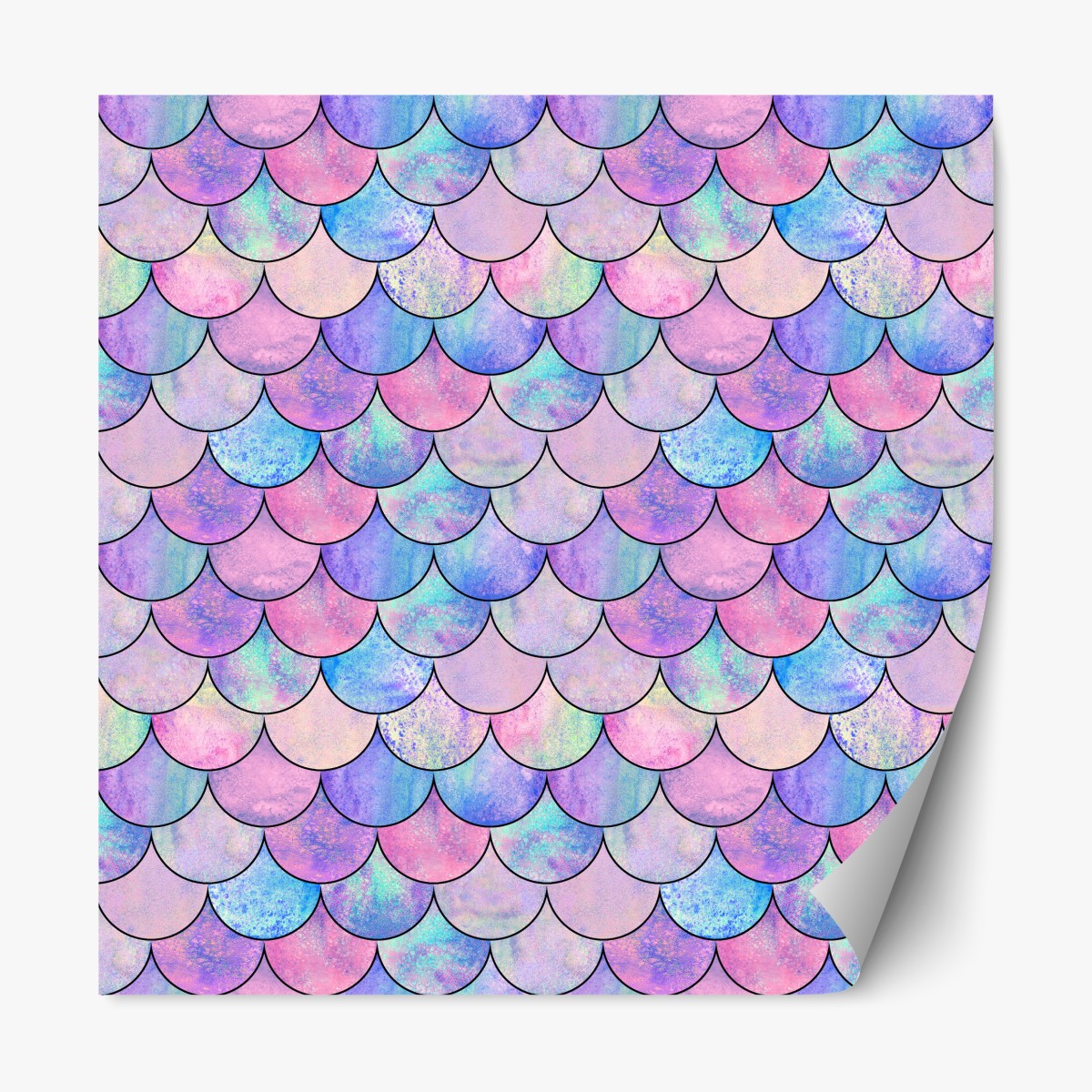 Repositionable sticker pastel mermaid scales pattern