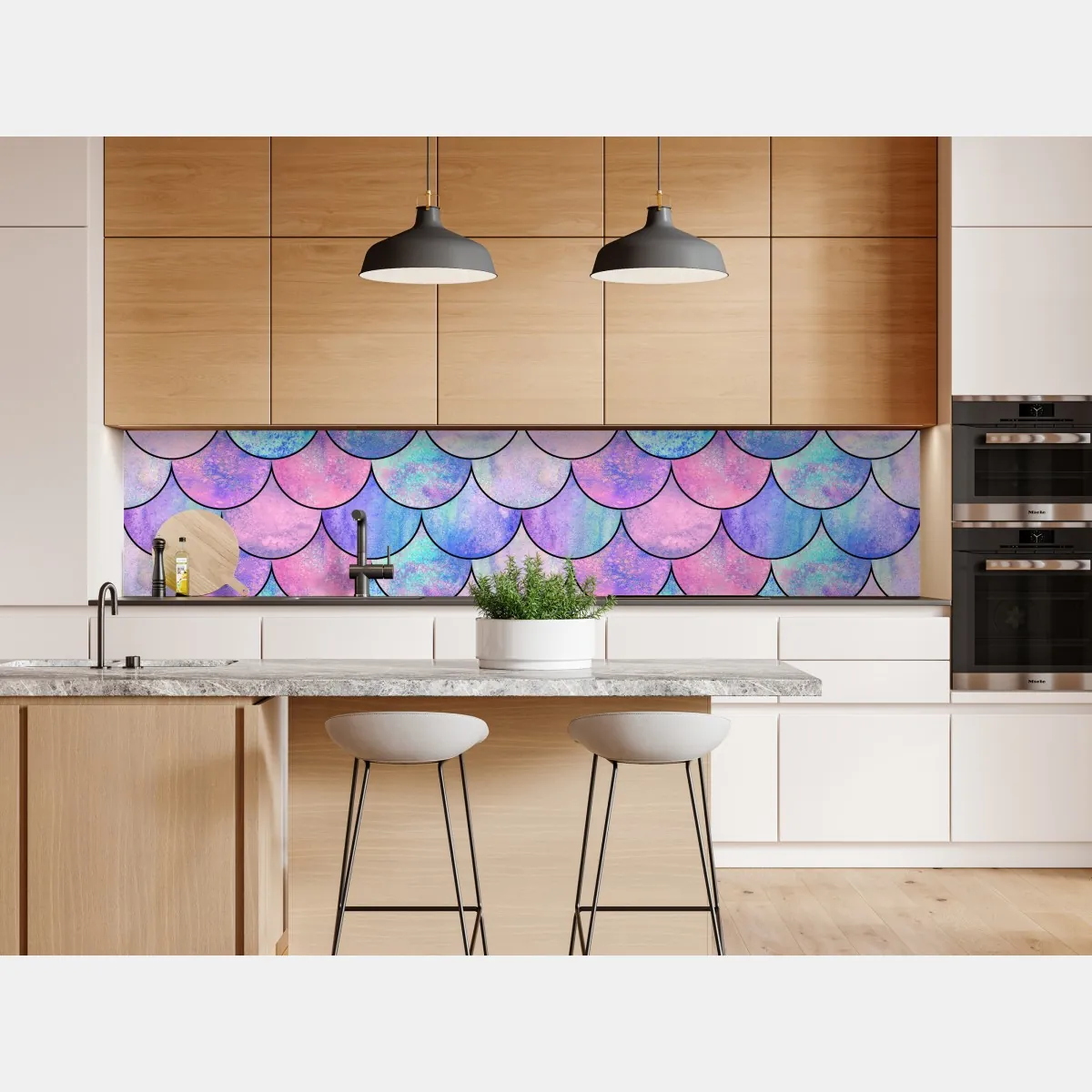 Naklejka repozycjonowalna pastelowy wzór łusek syreny – Wallissimo® Naklejka repozycjonowalna pastelowy wzór łusek syreny – Wallissimo®