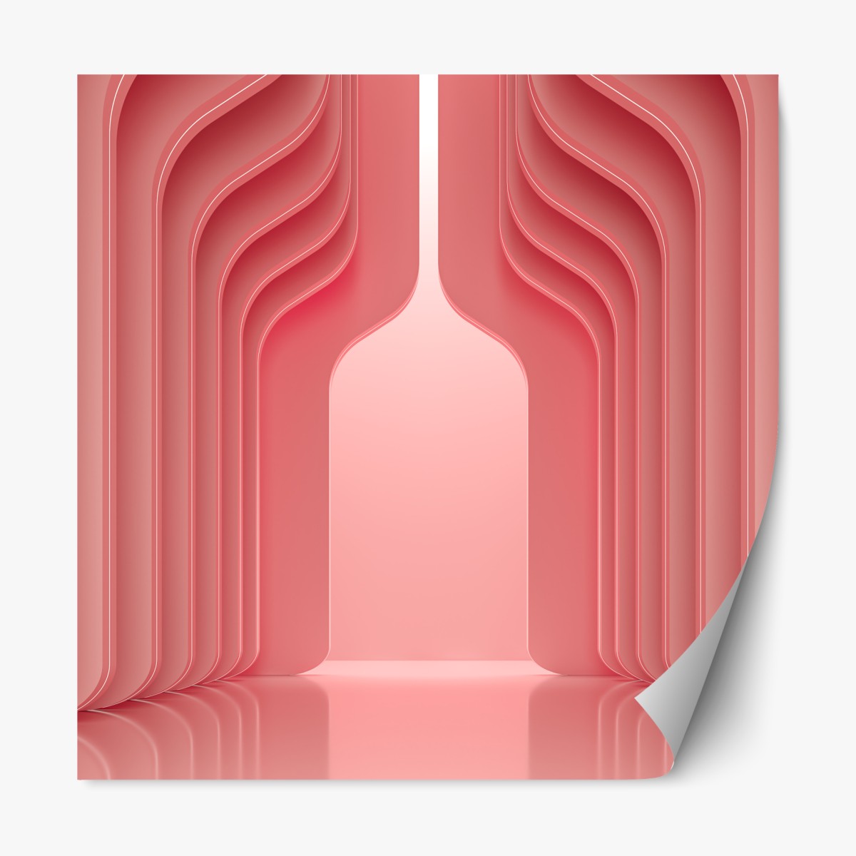 Repositionable sticker coral pink curved archway abstract